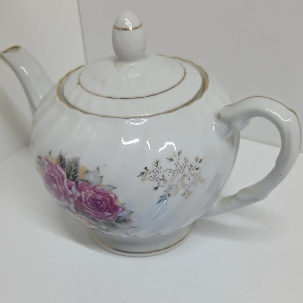Floral White and Pink Teapot Set